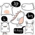 Vector cute cartoon monsters set Royalty Free Stock Photo